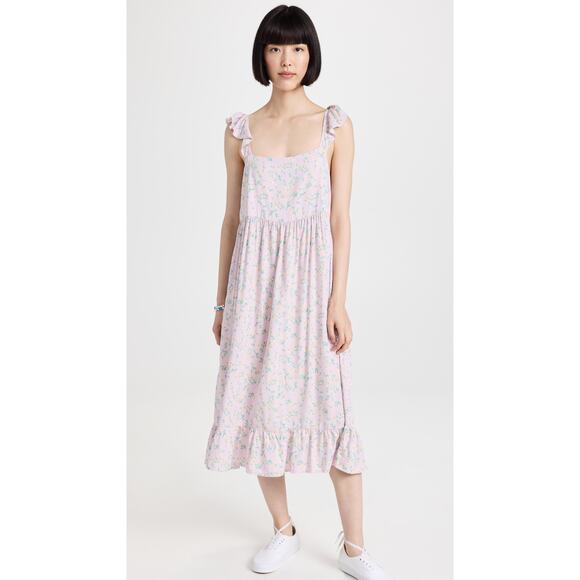 NWT Sokie Collective Lilac Lavender Summer Floral Flutter Midi Dress Size XL - Picture 1 of 5